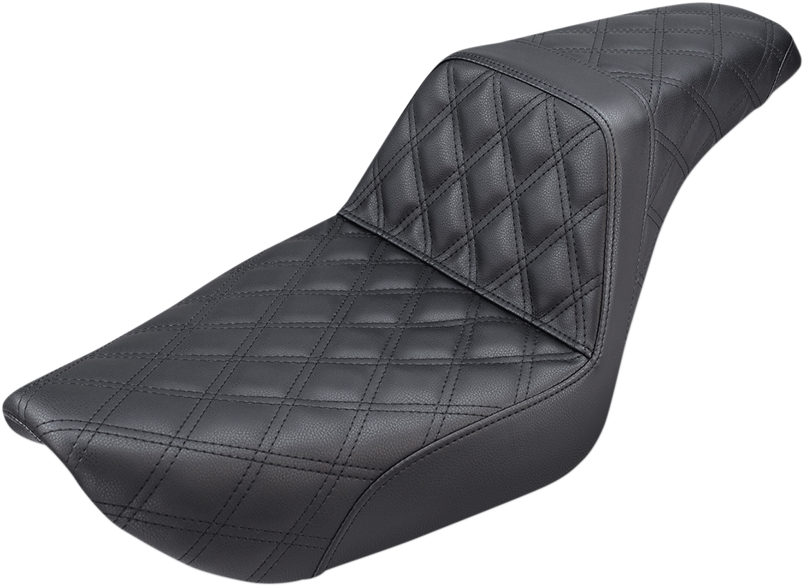 SADDLEMEN Step-Up Seat - Full Lattice Stitch - Black - Dyna '96-'03