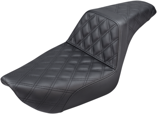 SADDLEMEN Step-Up Seat - Full Lattice Stitch - Black - Dyna '96-'03