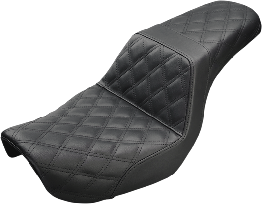 SADDLEMEN Step-Up Seat - Full Lattice Stitch - Black - Dyna '04-'05