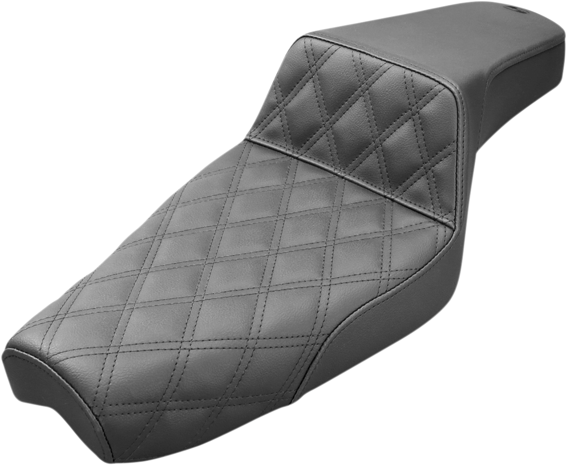 SADDLEMEN Step-Up Seat - Front Lattice Stitch - Black - Sportster '04-'20