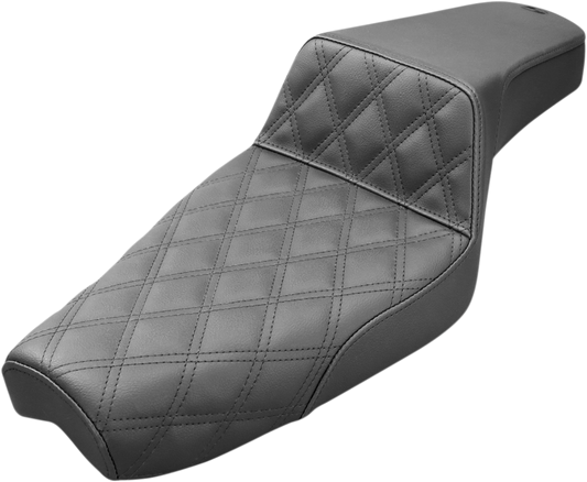 SADDLEMEN Step-Up Seat - Front Lattice Stitch - Black - Sportster '04-'20