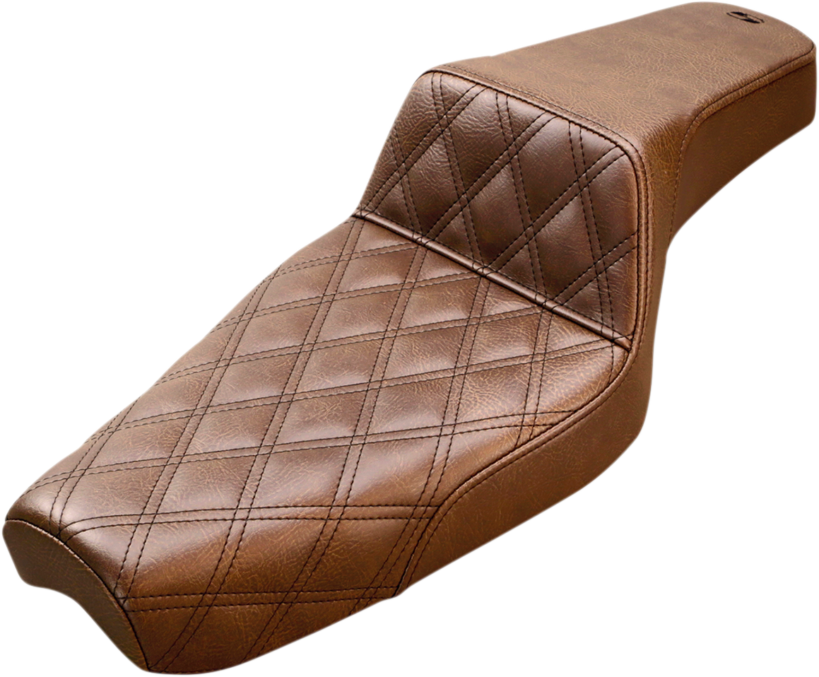 SADDLEMEN Step-Up Seat - Front Lattice Stitch - Brown - Sportster '04-'20