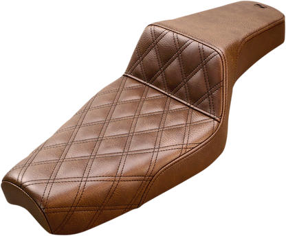 SADDLEMEN Step-Up Seat - Front Lattice Stitch - Brown - Sportster '04-'20