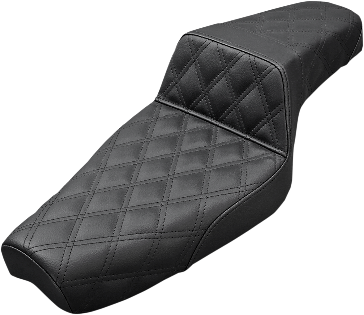 SADDLEMEN Step-Up Seat - Full Lattice Stitch - Black - Sportster '04-'20