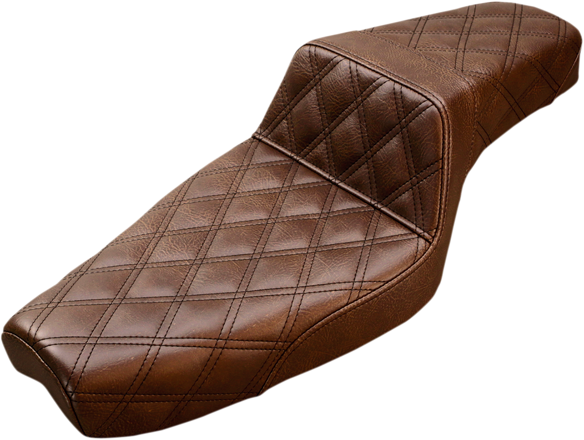 SADDLEMEN Step-Up Seat - Full Lattice Stitch - Brown - Sportster '04-'20
