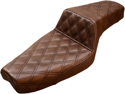 SADDLEMEN Step-Up Seat - Full Lattice Stitch - Brown - Sportster '04-'20
