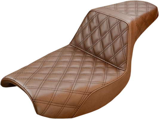 SADDLEMEN Step-Up Seat - Full Lattice Stitch - Brown - FXR '86-'94