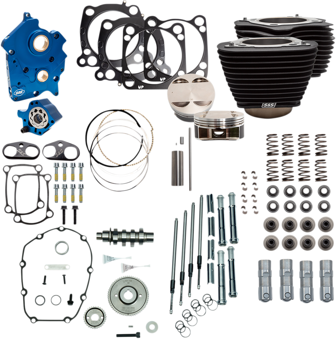 S&S CYCLE 128" Power Package Engine Performance Kit - Gear Drive - Wrinkle Black with Non-Highlighted Fins