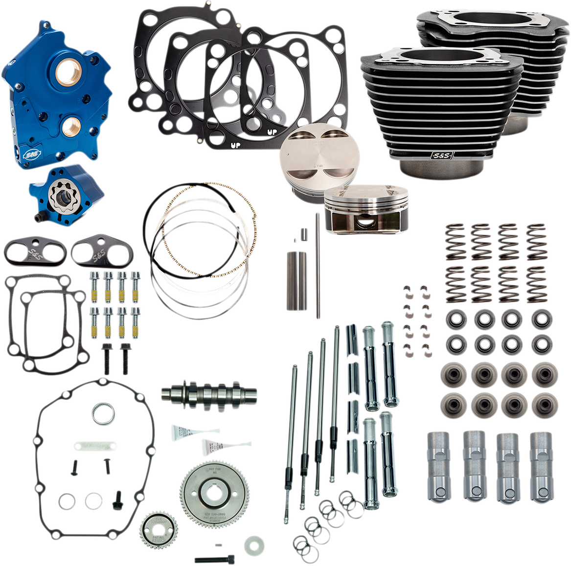 S&S CYCLE 128" Power Package Engine Performance Kit - Gear Drive - Black Granite with Highlighted Fins