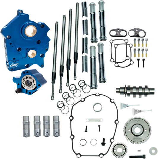 S&S CYCLE Cam Chest Kit with Plate - Gear Drive - Oil Cooled - 465 Cam - Chrome Pushrods - M8