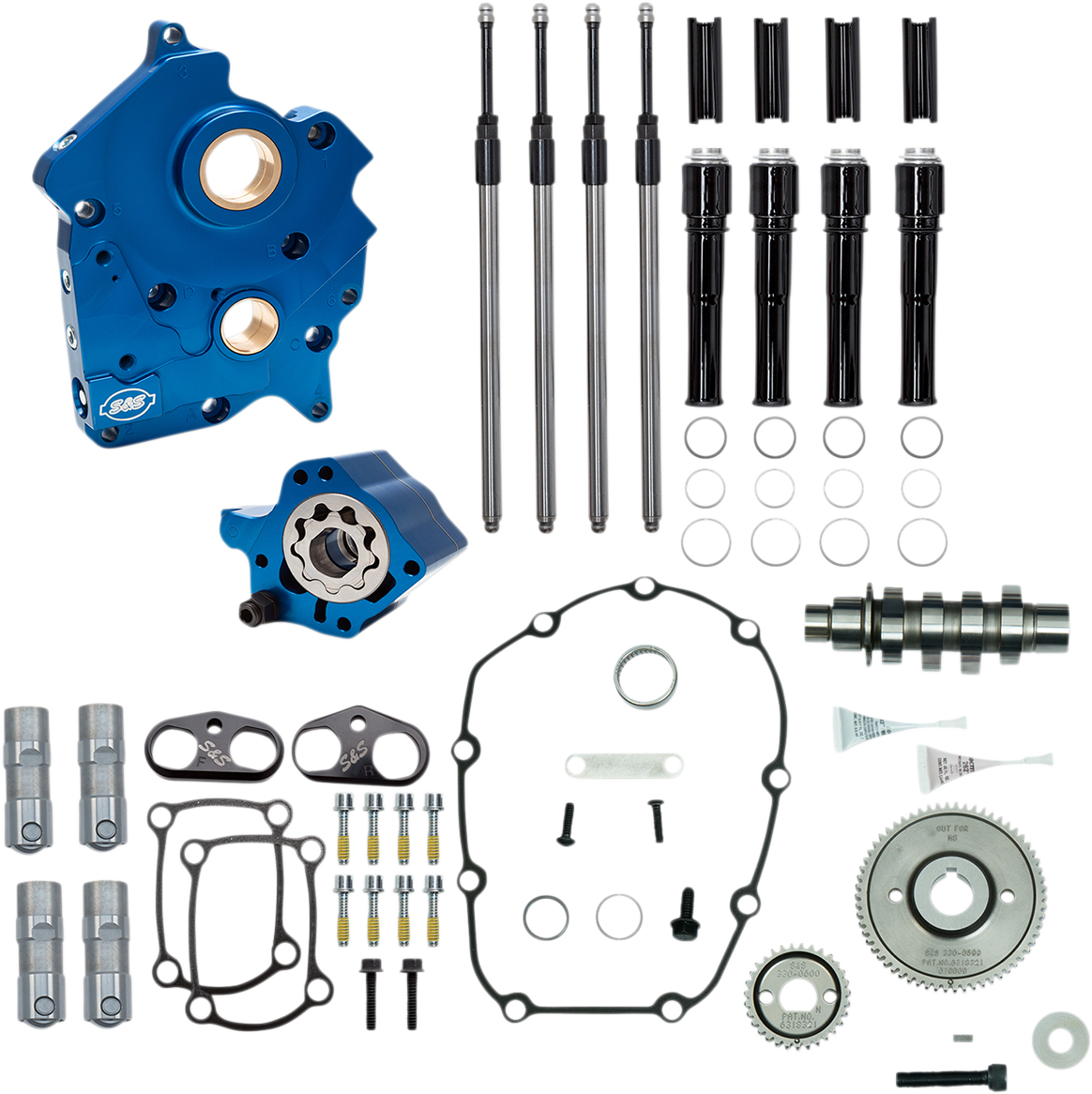 S&S CYCLE Cam Chest Kit with Plate - Gear Drive - Water Cooled - 475 Cam - Black Pushrods- M8