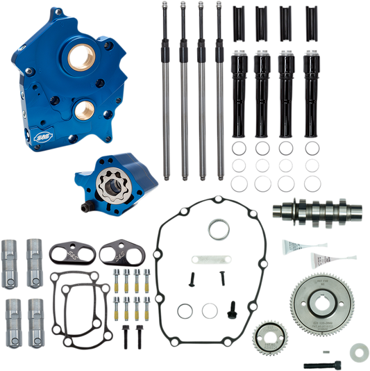 S&S CYCLE Cam Chest Kit with Plate - Gear Drive - Water Cooled - 475 Cam - Black Pushrods- M8