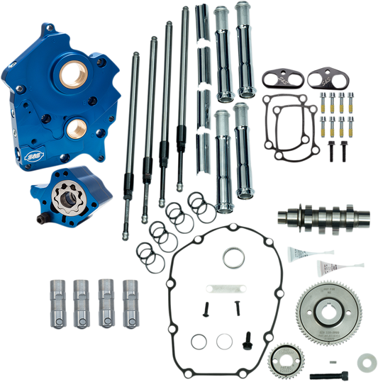 S&S CYCLE Cam Chest Kit with Plate - Gear Drive - Water Cooled - 475 Cam - Chrome Pushrods -M8