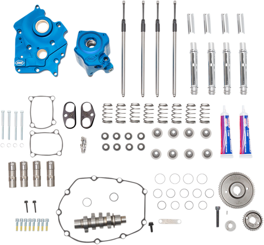 S&S CYCLE Cam Chest Kit with Plate - Gear Drive - Oil Cooled - 550 Cam - Chrome Pushrods - M8