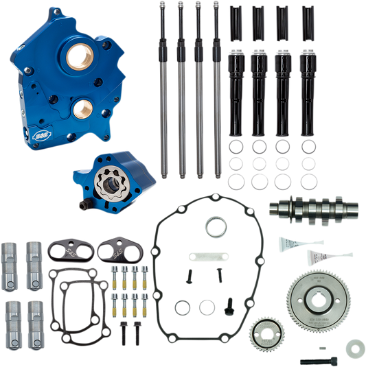 S&S CYCLE Cam Chest Kit with Plate - Gear Drive - Water Cooled - 465 Cam - Black Pushrods - M8