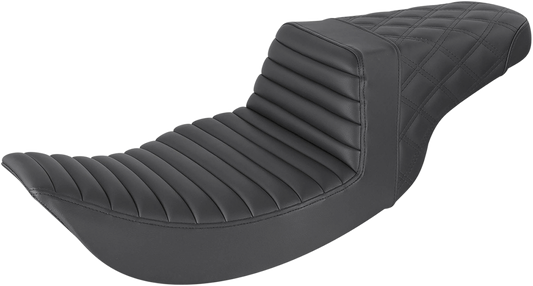 SADDLEMEN Step-Up Seat - Front Tuck-n-Roll/Rear Lattice Stitch - Black - Touring '97-'07