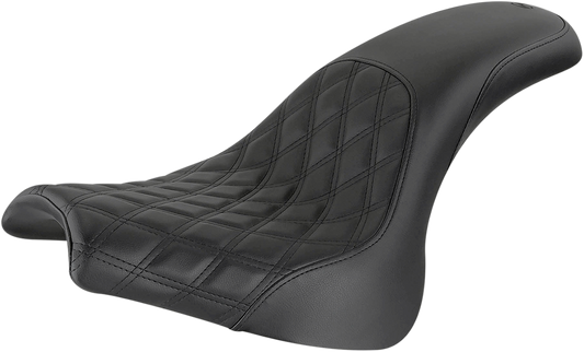 SADDLEMEN Profiler Seat - Front Lattice/Rear Smooth - Black - Softail '18-'23