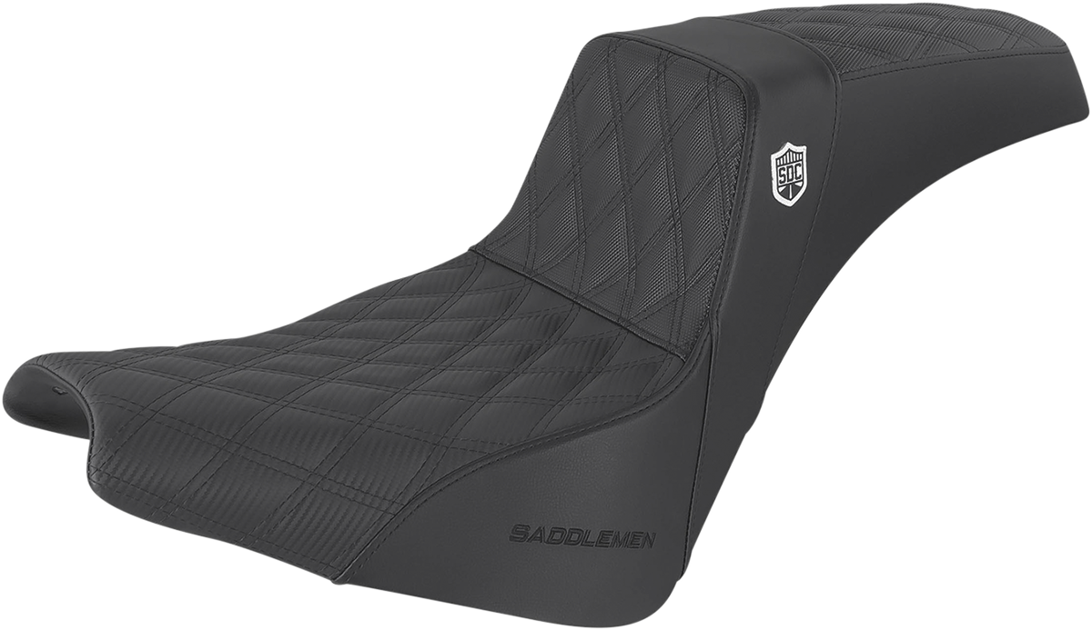 SADDLEMEN Pro Series SDC Performance Seat - without Backrest - Lattice Stitch/Lumbar Gripper - Softail '18-'24