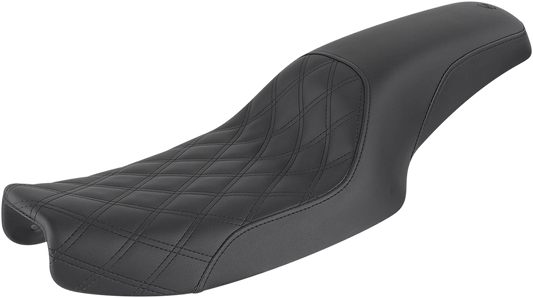 SADDLEMEN Profiler Seat - Front Lattice/Rear Smooth - Black - Dyna '91-'95