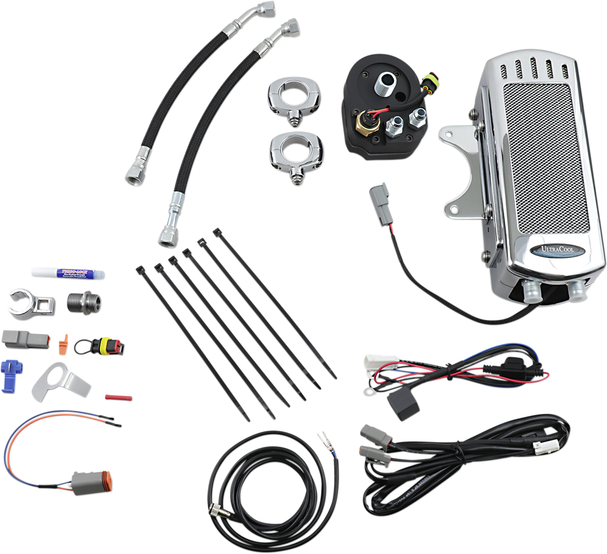 ULTRACOOL Side Mount Oil Cooler with Fan Kit - Chrome - FXR/Touring '84-'08