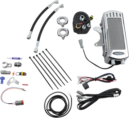 ULTRACOOL Side Mount Oil Cooler with Fan Kit - Chrome - FXR/Touring '84-'08