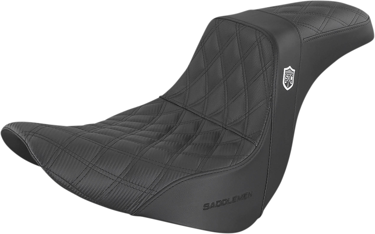 SADDLEMEN Pro Series SDC Performance Seat - w/o Backrest - Lattice Stitch/Lumbar Gripper - Softail '18-'24