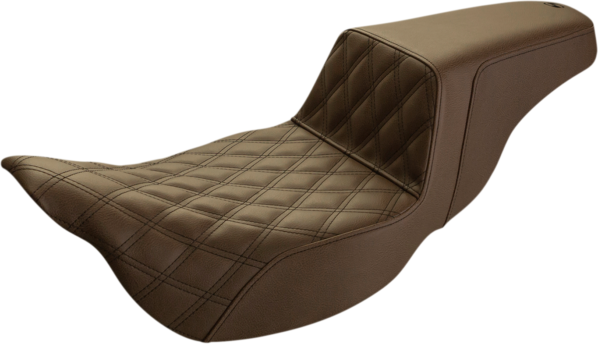 SADDLEMEN Step-Up Seat - Extended Reach - Front Lattice Stitch - Brown - Touring '08-'24
