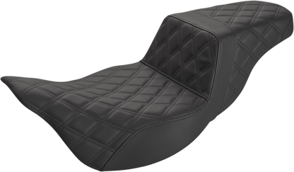 SADDLEMEN Step-Up Seat - Extended Reach - Full Lattice Stitch - Black - Touring '08-'24