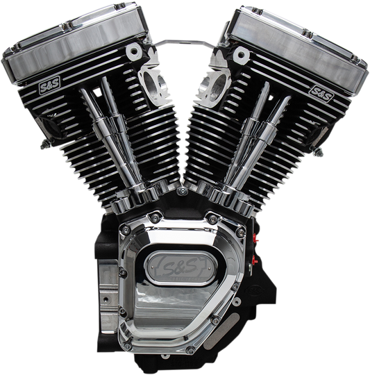 S&S CYCLE T111 Long Block Engine - Wrinkle Black and Chrome - Touring | Dyna