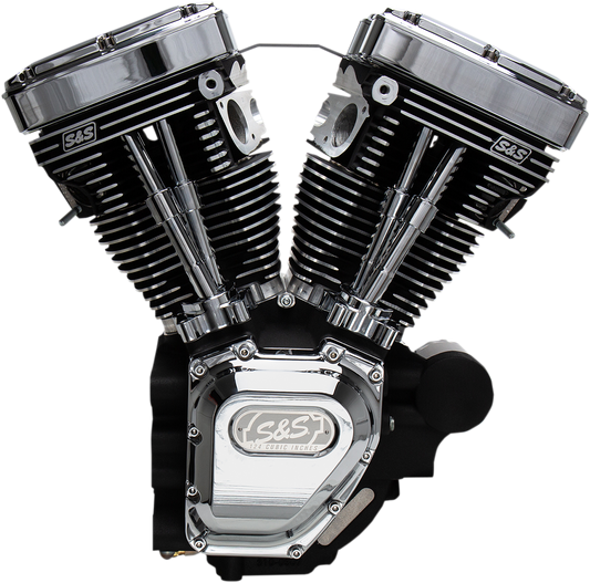 S&S CYCLE T124 Long Block Engine - Wrinkle Black and Chrome - Touring