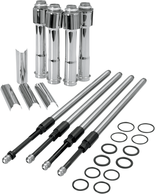 S&S CYCLE Quickee Pushrod Kit with Chrome Covers - XL