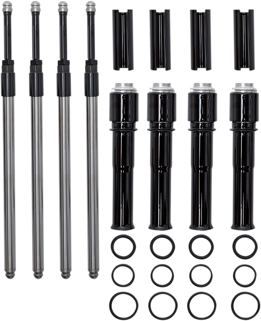 S&S CYCLE Quickee Pushrod Kit with Gloss Black Covers - M8
