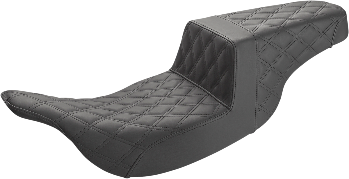 SADDLEMEN Step-Up Seat - Full Lattice Stitch - Black - Touring '97-'07