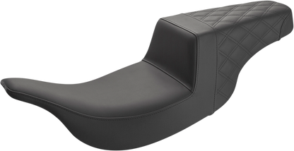 SADDLEMEN Step-Up Seat - Rear Lattice Stitch - Black - Touring '97-'07