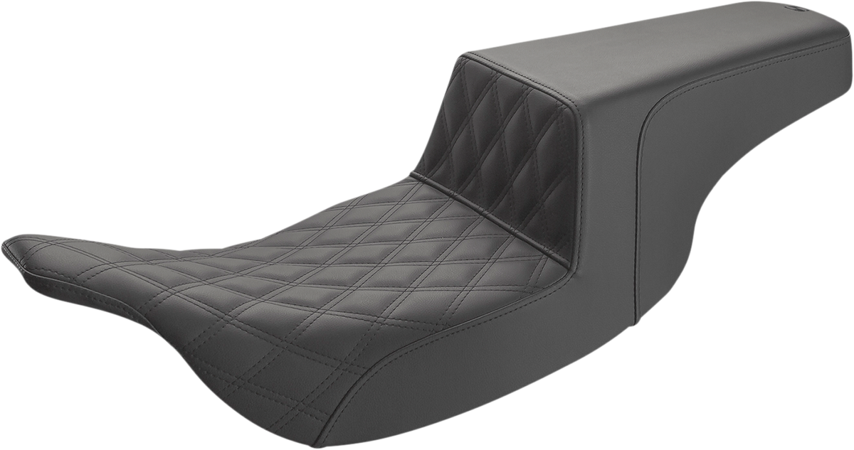SADDLEMEN Step-Up Seat - Front Lattice Stitch - Black - Touring '97-'07