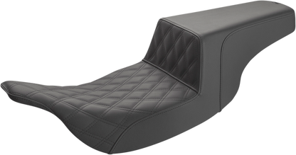 SADDLEMEN Step-Up Seat - Front Lattice Stitch - Black - Touring '97-'07