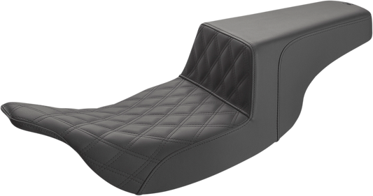 SADDLEMEN Step-Up Seat - Front Lattice Stitch - Black - Touring '97-'07