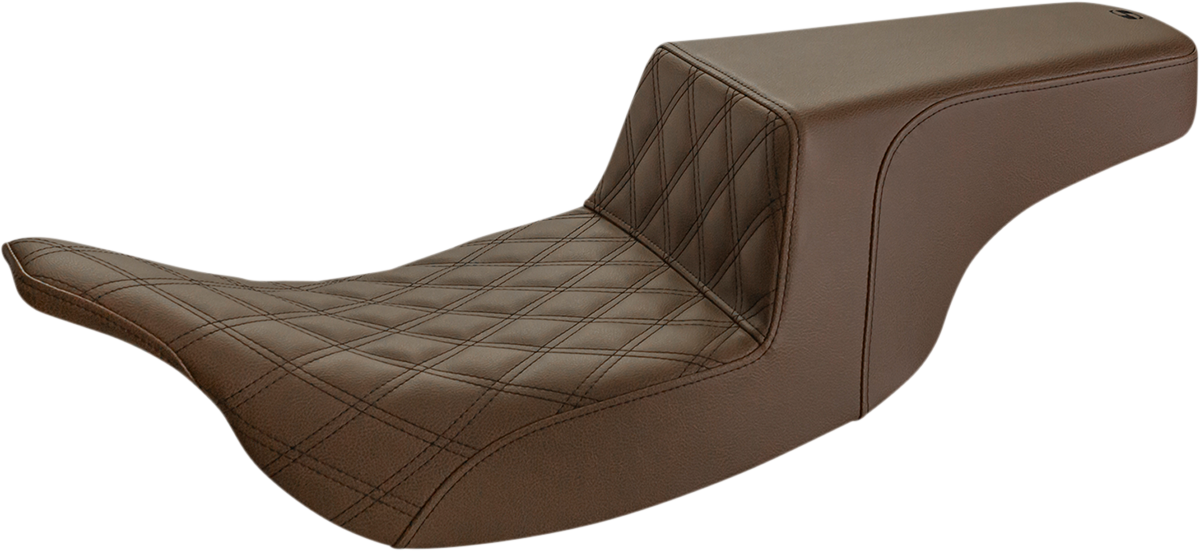 SADDLEMEN Step-Up Seat - Front Lattice Stitch - Brown - Touring '97-'07