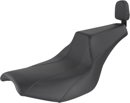 SADDLEMEN Seat - Signature Series - With Passenger Backrest Pad - Gripper - Black - FXR '82-'00