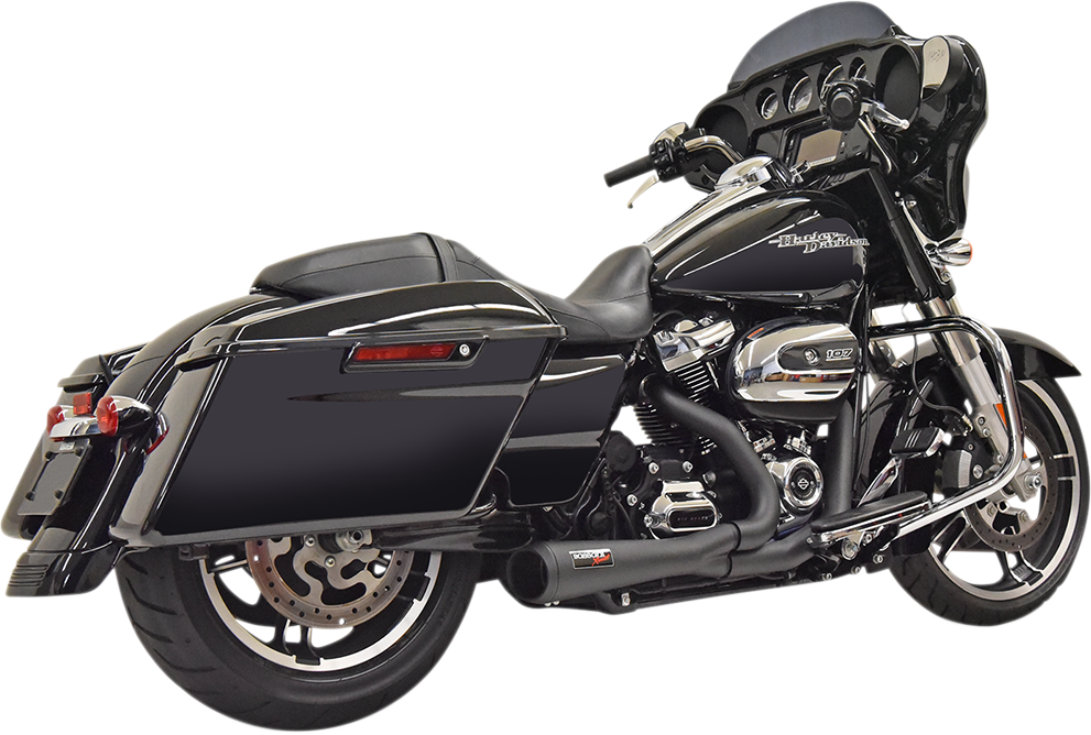 BASSANI XHAUST Short 2:1 Exhaust for FL - Black - 2017-2020 TOURING MODELS
