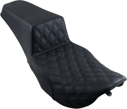 SADDLEMEN Step-Up Seat - Front Lattice Stitch - Black - Touring '97-'07