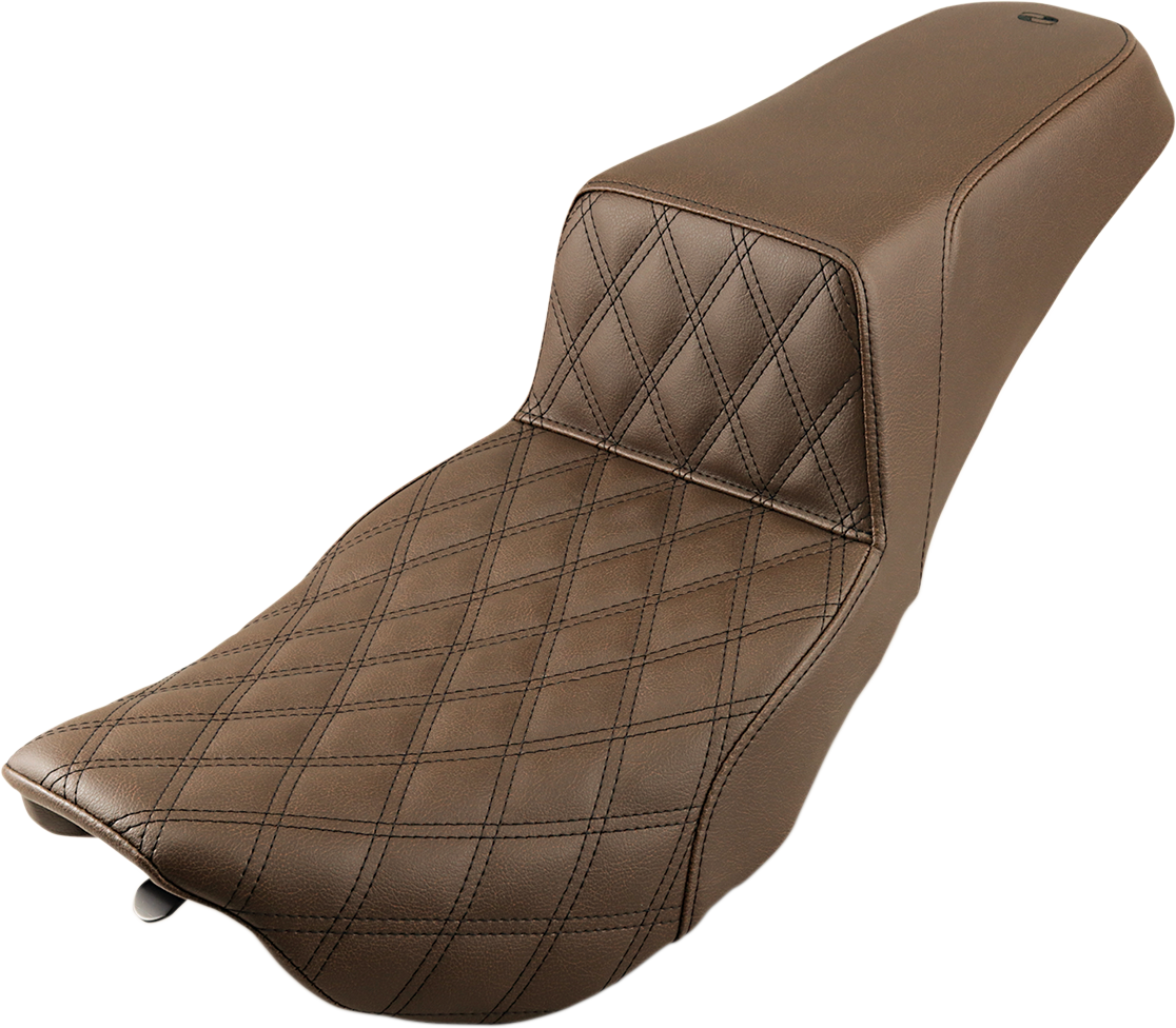 SADDLEMEN Step-Up Seat - Front Lattice Stitch - Brown - Touring '97-'07