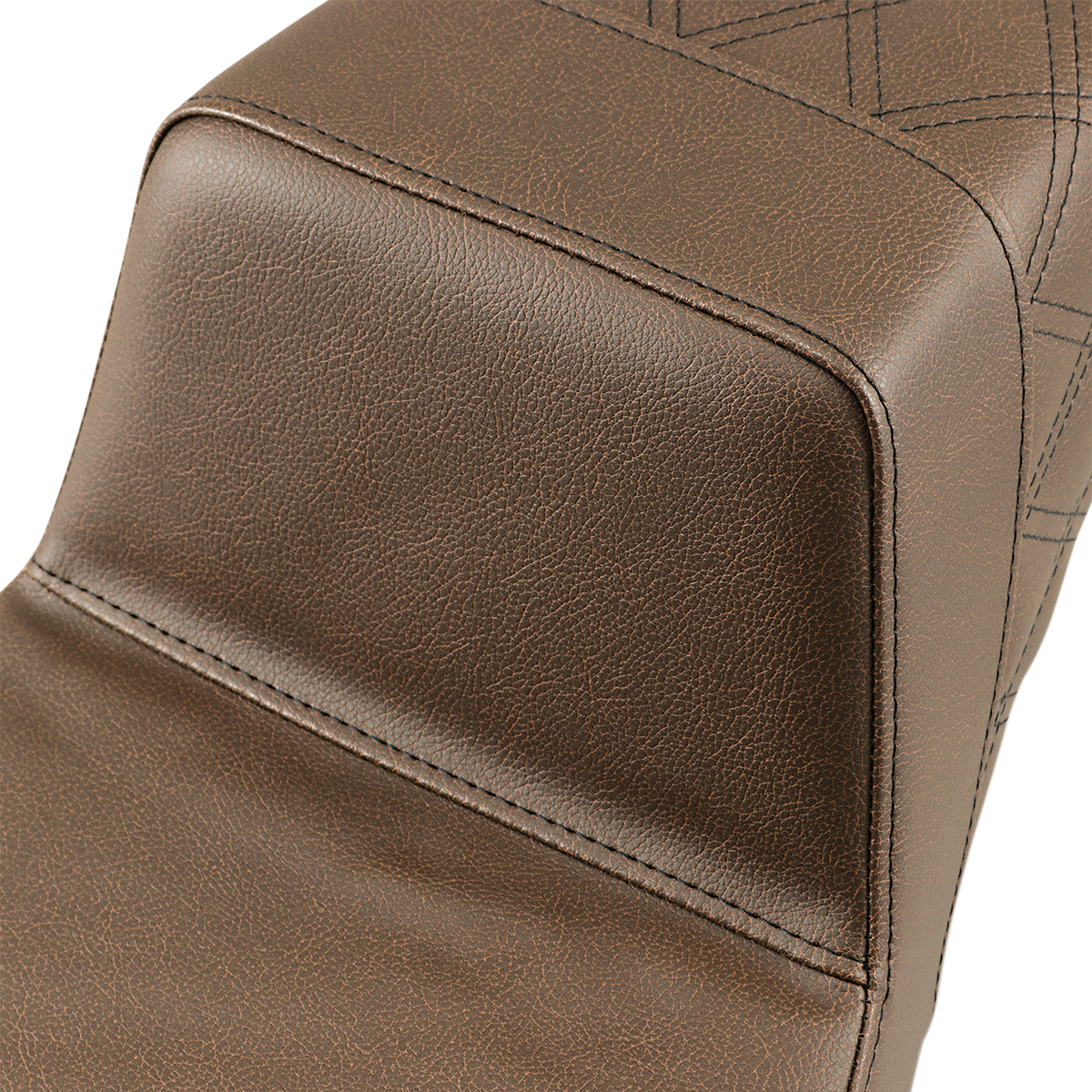 SADDLEMEN Step-Up Seat - Rear Lattice Stitch - Brown - Touring '97-'07
