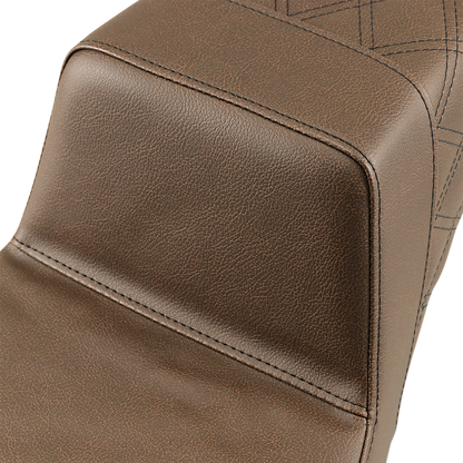 SADDLEMEN Step-Up Seat - Rear Lattice Stitch - Brown - Touring '97-'07