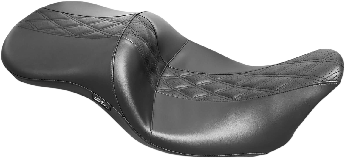 LE PERA Maverick Seat - without Backrest - HR Black Inlay Double Diamond - Black - Touring '08-'23