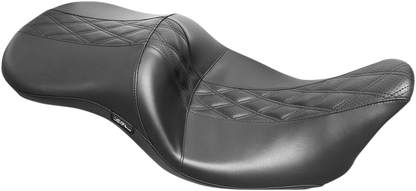 LE PERA Maverick Seat - without Backrest - HR Black Inlay Double Diamond - Black - Touring '08-'23