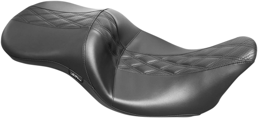 LE PERA Maverick Seat - without Backrest - HR Black Inlay Double Diamond - Black - Touring '08-'23