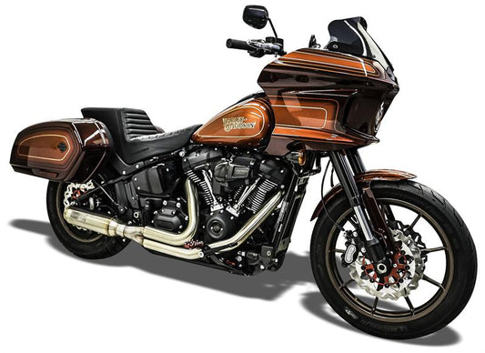 BASSANI XHAUST 2-into-1 Stainless Exhaust System with 4" Super Bike Muffler - '18-'24 SOFTAIL MODELS
