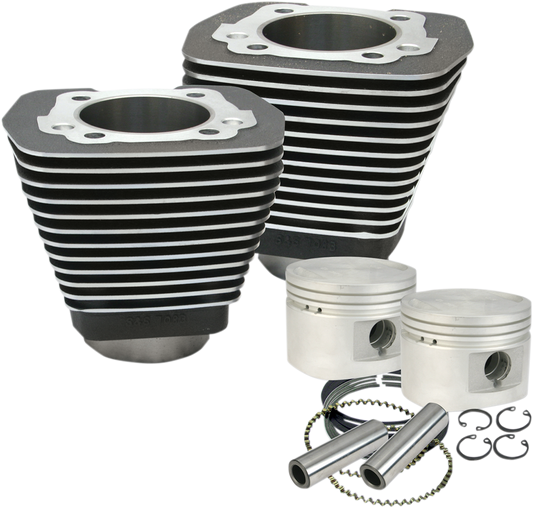 S&S CYCLE Cylinder & Piston Kit - 80" - Evolution Big Twin - Wrinkle Black