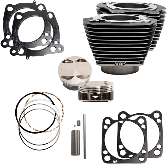 S&S CYCLE 128" Big Bore Cylinder Kit - M8 - Black Granite